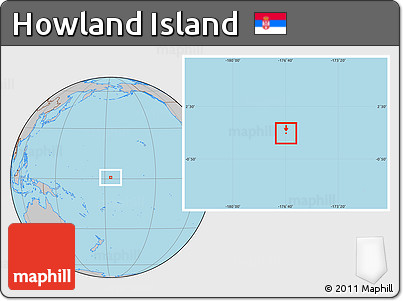 Physical Location Map of Howland Island, gray outside