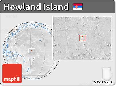 Physical Location Map of Howland Island, lighten, desaturated