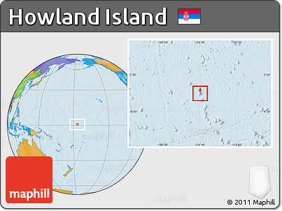 Physical Location Map of Howland Island, political outside