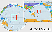 Political Location Map of Howland Island, within the entire continent