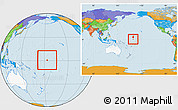 Political Location Map of Howland Island, highlighted continent, within the entire continent