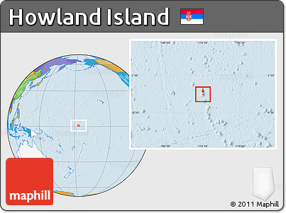 Political Location Map of Howland Island, highlighted continent