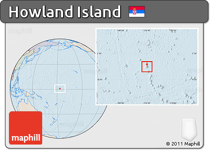 Political Location Map of Howland Island, lighten, semi-desaturated, land only