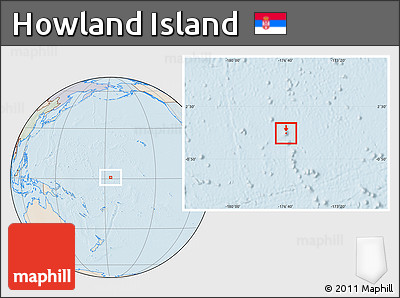 Political Location Map of Howland Island, lighten, semi-desaturated, land only