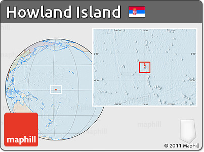 Political Location Map of Howland Island, lighten, semi-desaturated, land only