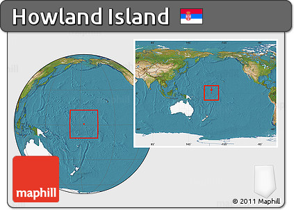 Satellite Location Map of Howland Island, highlighted continent, within the entire continent