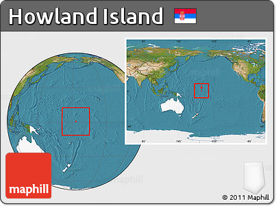 Satellite Location Map of Howland Island, highlighted continent, within the entire continent