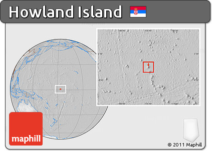 Satellite Location Map of Howland Island, lighten, desaturated