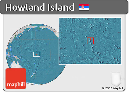 Satellite Location Map of Howland Island, lighten, desaturated, land only