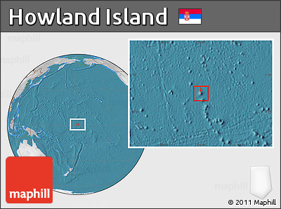 Satellite Location Map of Howland Island, lighten, desaturated, land only