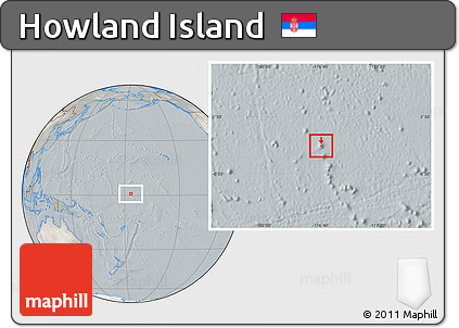 Satellite Location Map of Howland Island, lighten, semi-desaturated
