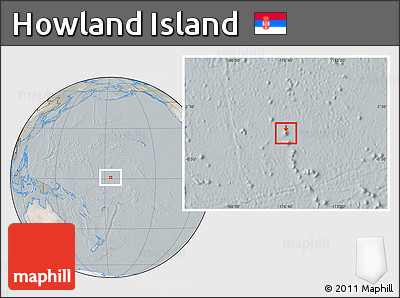 Satellite Location Map of Howland Island, lighten, semi-desaturated