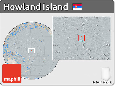 Satellite Location Map of Howland Island, lighten, semi-desaturated