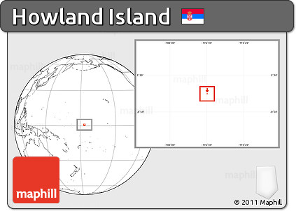 Savanna Style Location Map of Howland Island, blank outside, hill shading inside
