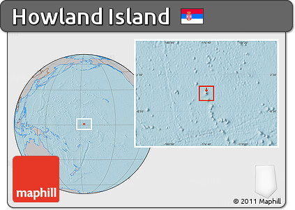 Savanna Style Location Map of Howland Island, gray outside, hill shading outside