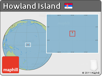 Savanna Style Location Map of Howland Island, hill shading inside