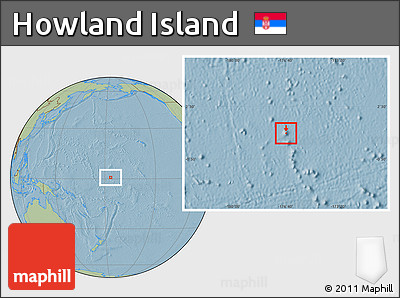 Savanna Style Location Map of Howland Island, hill shading outside
