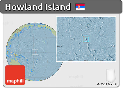 Savanna Style Location Map of Howland Island, hill shading