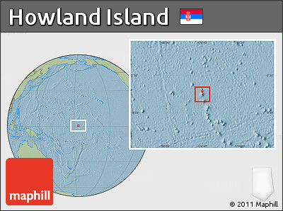 Savanna Style Location Map of Howland Island, hill shading