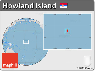 Savanna Style Location Map of Howland Island, lighten, desaturated, land only