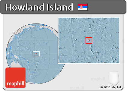 Savanna Style Location Map of Howland Island, lighten, desaturated, land only, hill shading