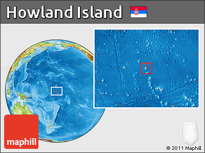 Savanna Style Location Map of Howland Island, physical outside, hill shading