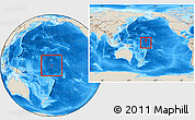 Shaded Relief Location Map of Howland Island, within the entire continent