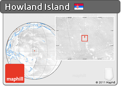 Shaded Relief Location Map of Howland Island, lighten, desaturated