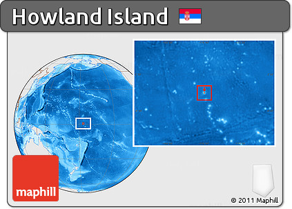 Shaded Relief Location Map of Howland Island, lighten, desaturated, land only