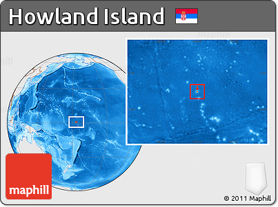 Shaded Relief Location Map of Howland Island, lighten, desaturated, land only