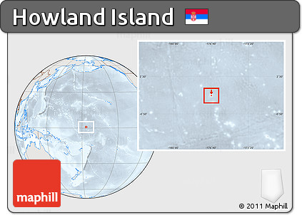 Shaded Relief Location Map of Howland Island, lighten, semi-desaturated