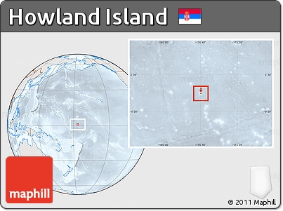 Shaded Relief Location Map of Howland Island, lighten, semi-desaturated