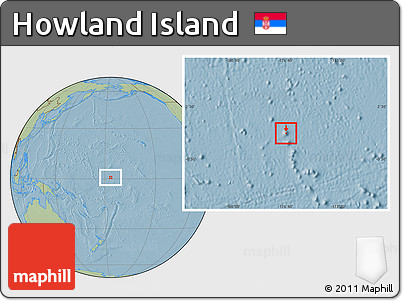 Shaded Relief Location Map of Howland Island, savanna style outside, hill shading