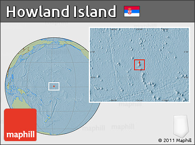 Shaded Relief Location Map of Howland Island, savanna style outside, hill shading