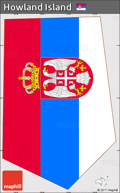 Flag Simple Map of Howland Island, flag aligned to the middle