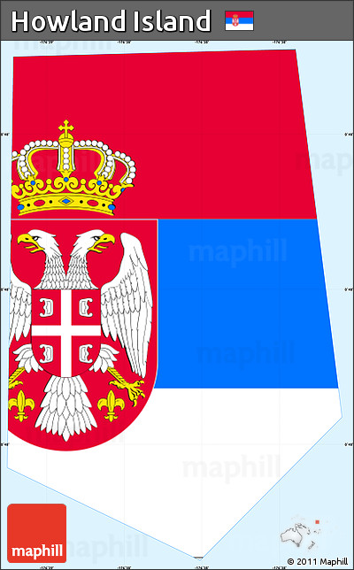 Flag Simple Map of Howland Island, single color outside, flag centered
