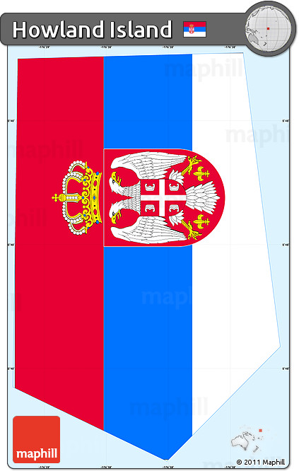 Flag Simple Map of Howland Island, single color outside, flag rotated