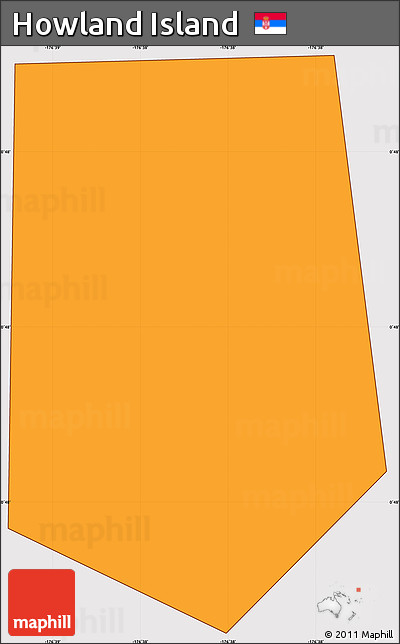 Political Shades Simple Map of Howland Island, cropped outside
