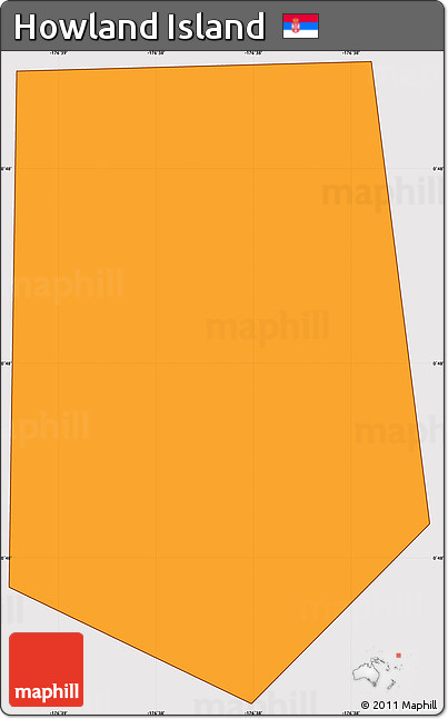 Political Shades Simple Map of Howland Island, cropped outside