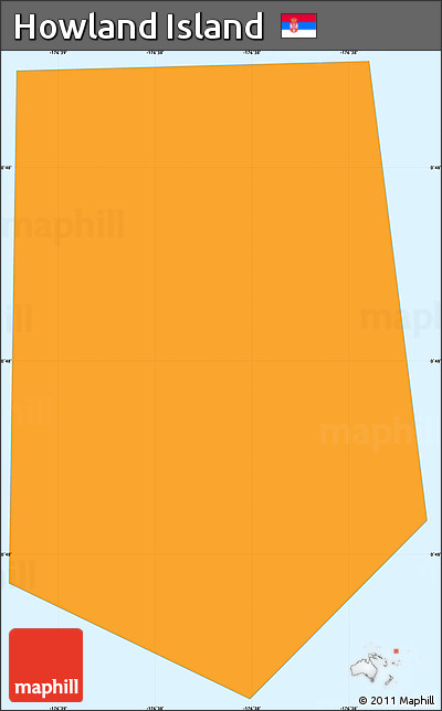 Political Shades Simple Map of Howland Island