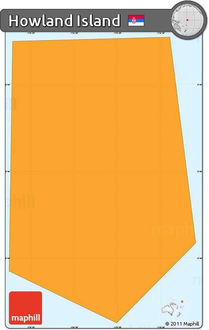 Political Shades Simple Map of Howland Island, single color outside