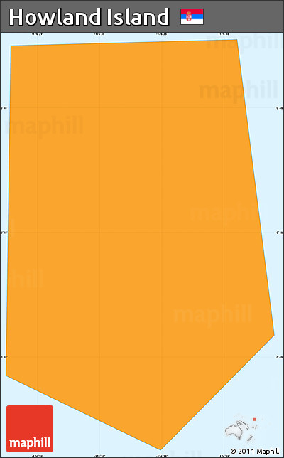 Political Shades Simple Map of Howland Island, single color outside