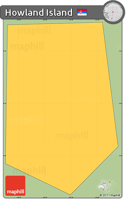 Savanna Style Simple Map of Howland Island, cropped outside