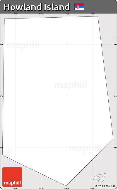 Silver Style Simple Map of Howland Island, cropped outside