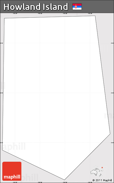 Silver Style Simple Map of Howland Island, cropped outside