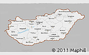 Gray 3D Map of Hungary, single color outside