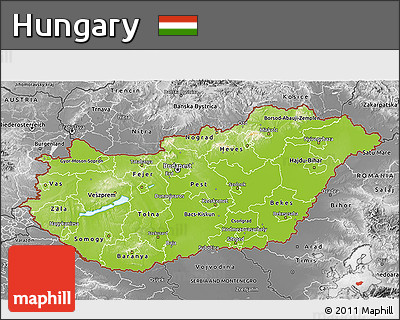 Physical 3D Map of Hungary, desaturated