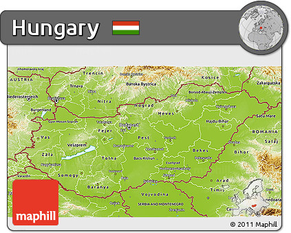 Physical 3D Map of Hungary