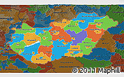 Political 3D Map of Hungary, darken