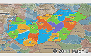 Political 3D Map of Hungary, semi-desaturated